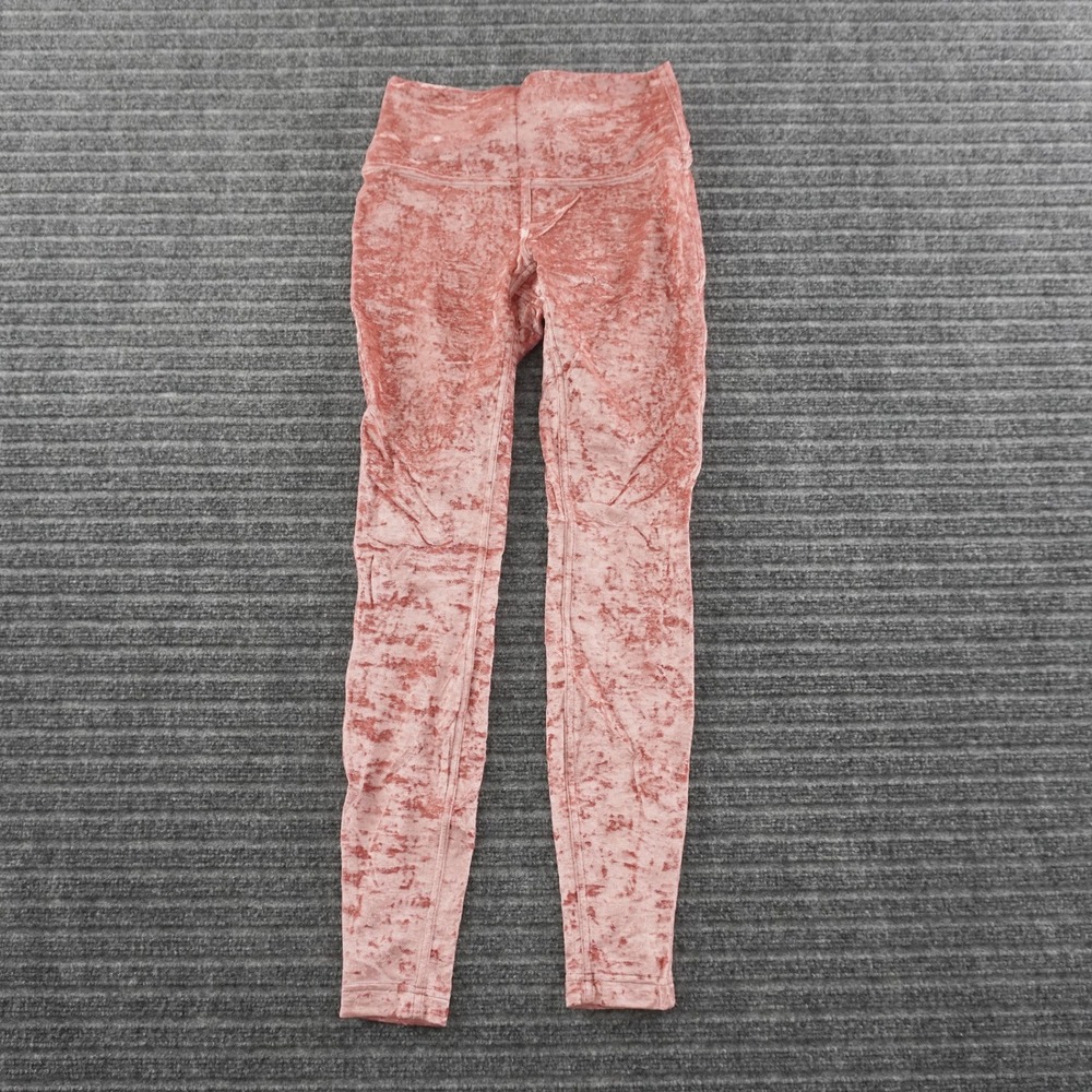 Lululemon Wunder Under Leggings Womens 6 Pink Crushed Velvet High Rise